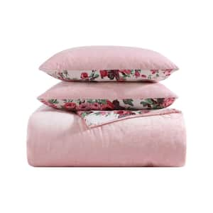 BJ Solid 3-Piece Sea Pink Velvet King Comforter Set