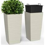 11.5 x 11.5 x 23 in. EverGreen Beige, M-Resin, Indoor/Outdoor Planter with Built-In Drainage, Duo Set, Large (2-Piece)