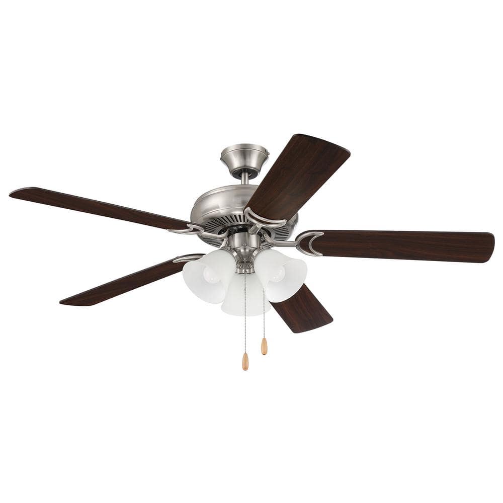 52'' Brushed Nickel Ceiling Fan with LED Lights