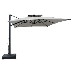 13 ft. x 10 ft. Rectangular Outdoor Patio Cantilever Umbrella in Gray with Stand