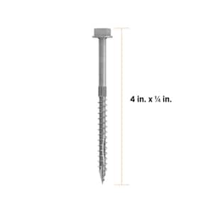 1/4 in. x 4 in. Hex Head Multi-Purpose Hex Drive Structural Wood Screw - Hot Dip Galvanized (50-Pack)