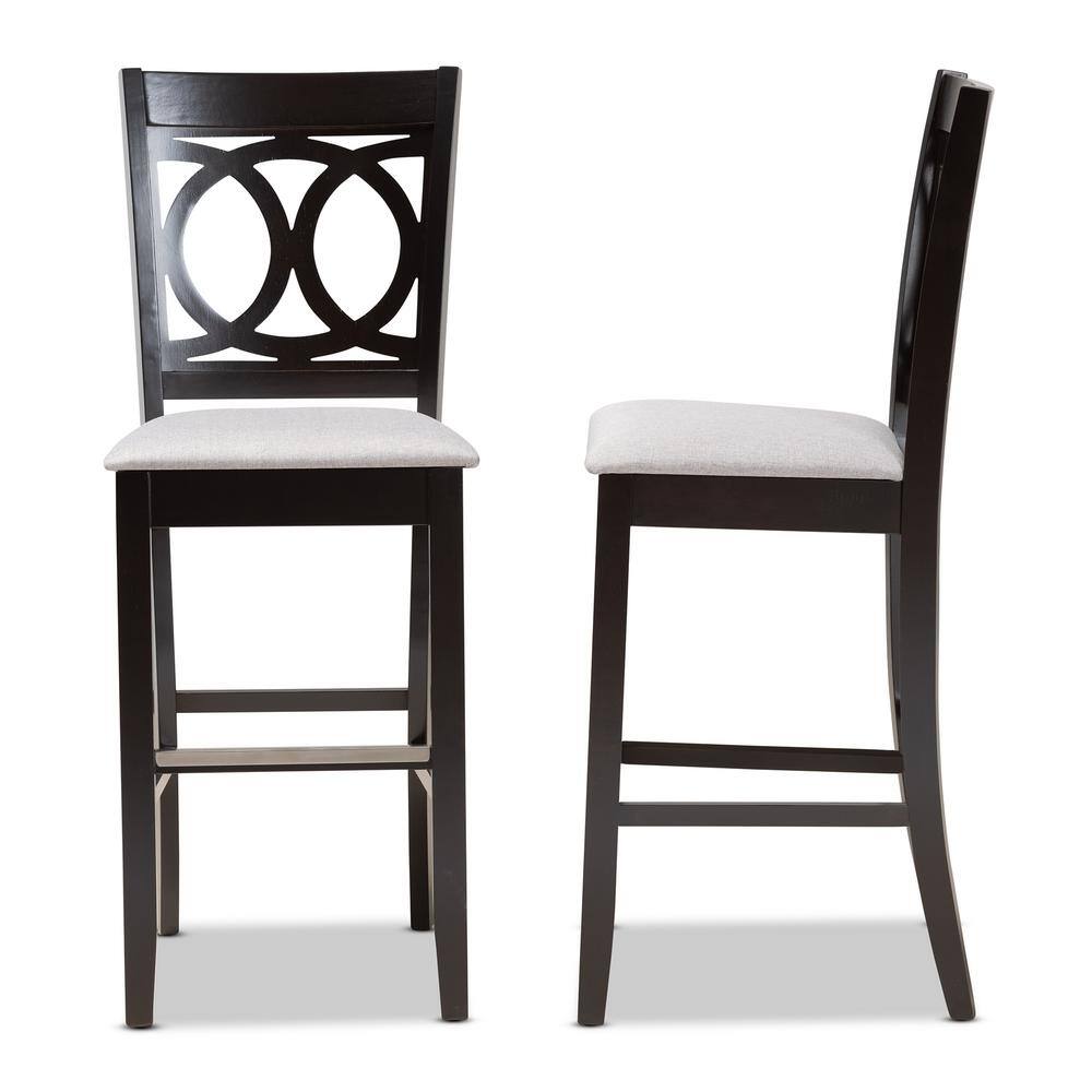 Carson Espresso and Gray Upholstered Wood Bar Stool Set