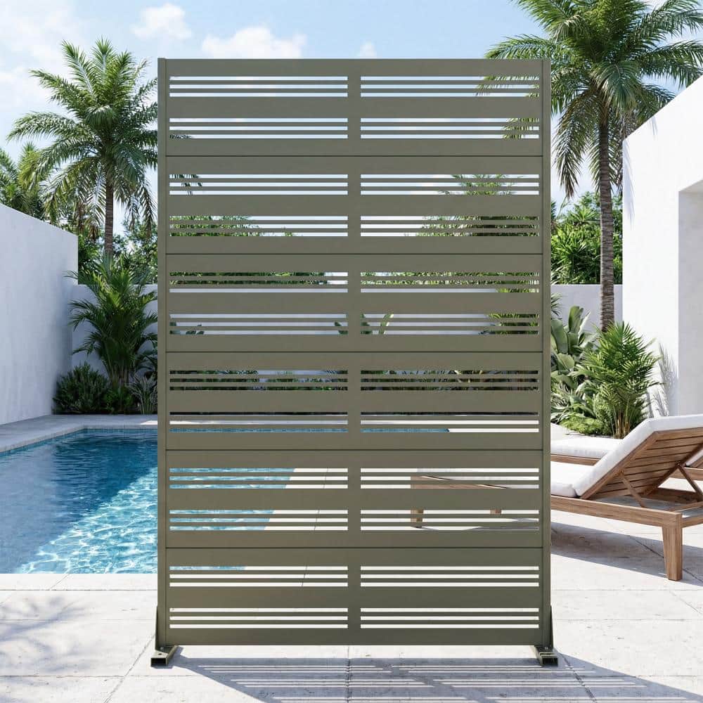 47 in. W x 72 in. H Olive Gray Galvanized Steel No Dig Horizontal Louver Outdoor Privacy Screen (1-Pack) price history on PriceWatchPro