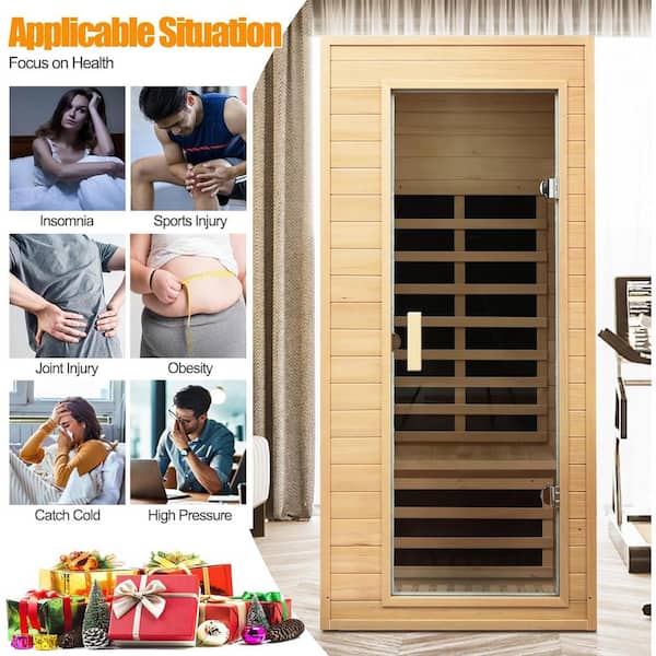 Spygo Moray 1-Person Indoor Hemlock Infrared Sauna with 5 Far