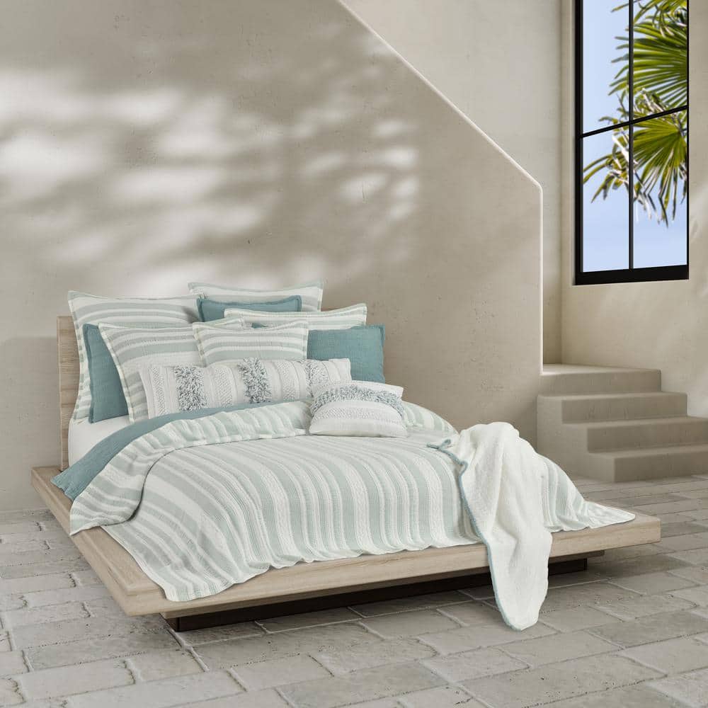 Cambria Full/Queen Aqua Cotton Coverlet