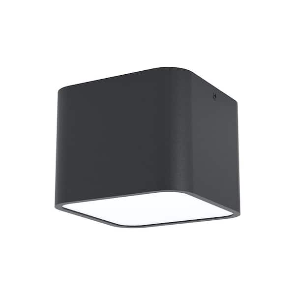 Eglo Grimasola 5.50 in. W x 4.33 in. H 1-Light Black Flush Mount with White Diffuser