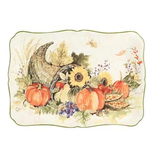 Harvest Morning 10 in. Assorted Colors Earthenware Platter