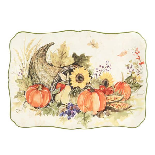 Certified International Harvest Morning 10 in. Assorted Colors Earthenware Platter