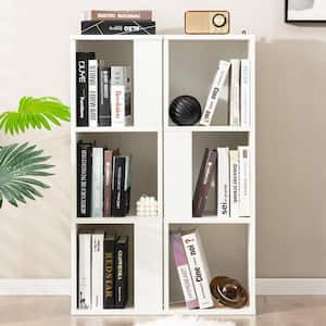 13 in. Wide x 39.5 in. H White 2 Pieces 3-tier Wood Bookshelf Display Storage Rack for Small S paces