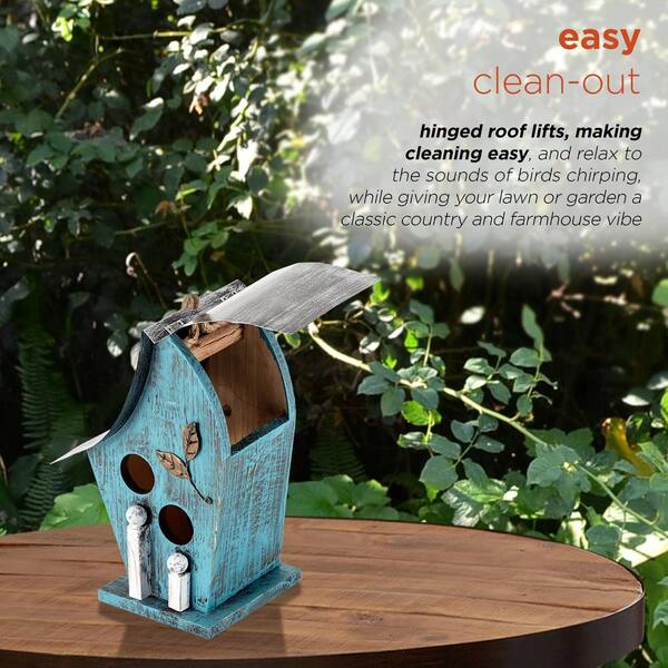 Rustic Country Welcome Garden Birdhouse with Hanging Metal Chain NEW 
