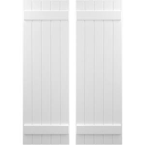 17-1/2-in W x 71-in H Americraft 5 Board Exterior Real Wood Joined Board and Batten Shutters White