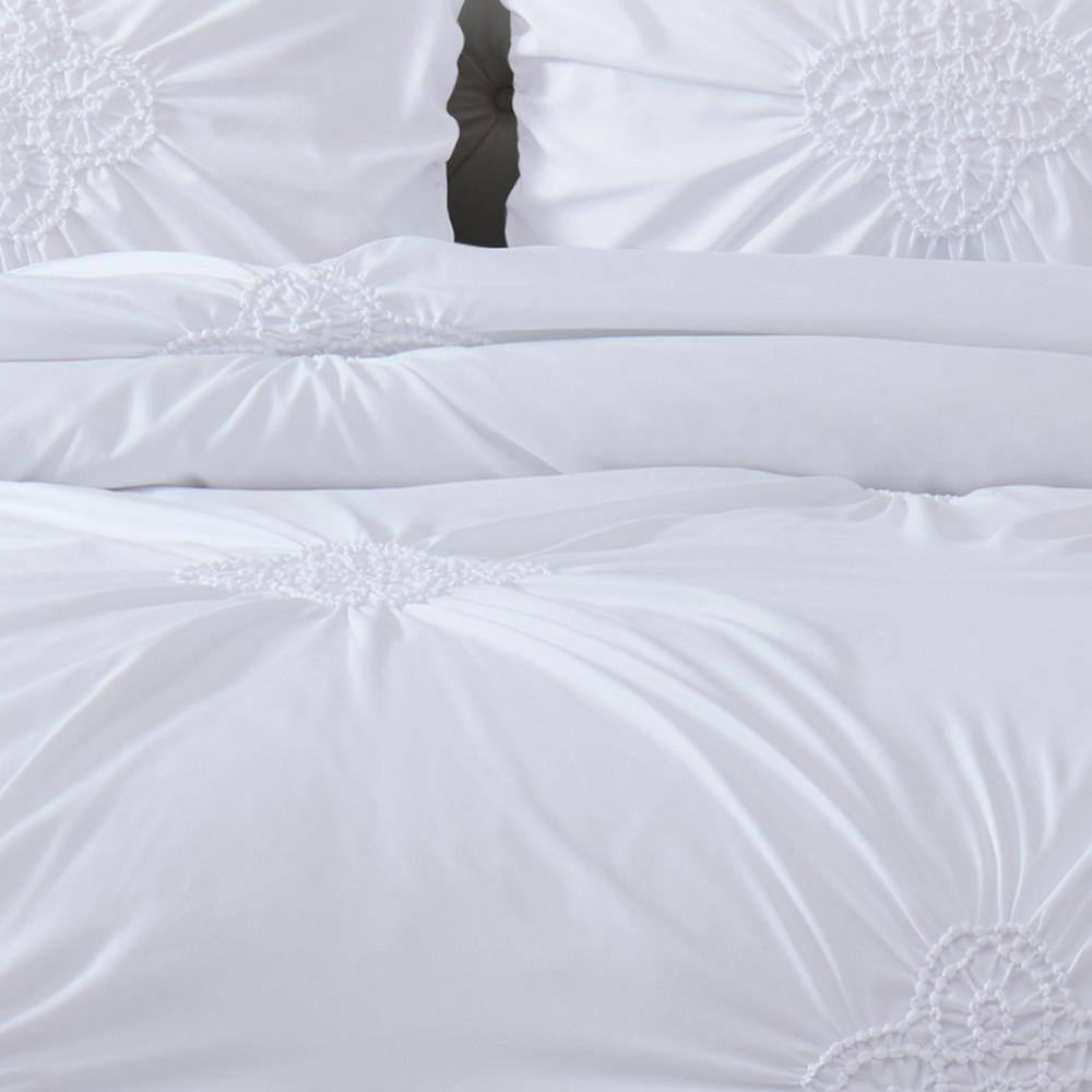 White King Microfiber Rouched Comforter Set