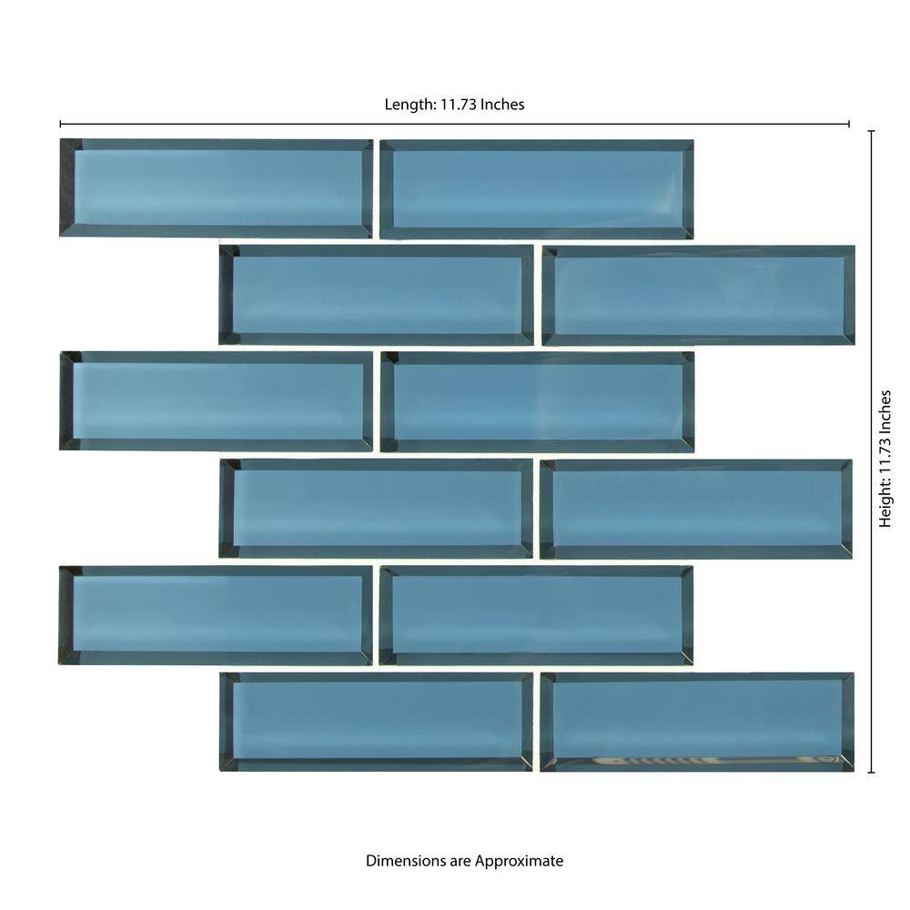 Haiku Sapphire 3x9 Beveled Glass Subway Tile Case