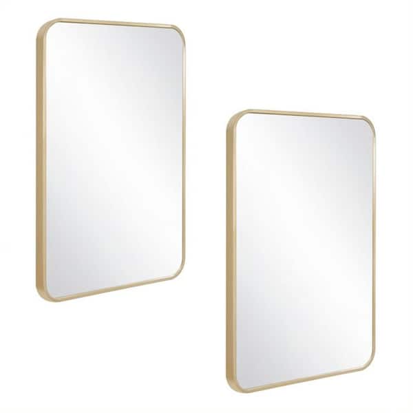 Design House Isla 20 in. W x 30 in. H Gold Metal Frame Rectangular Accent Wall Mirror (2-Pack)
