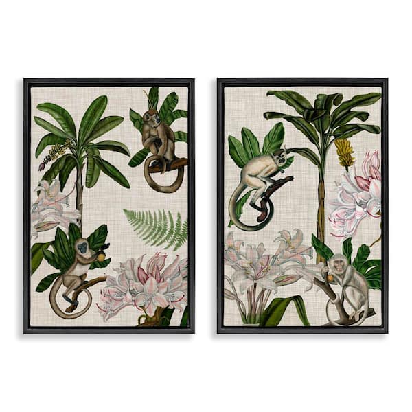 Tropical Trees & Monkeys by Naomi McCavitt 2 Pieces Black Floater Frame Nature Graphic Art Print 31 in. x 21 in.