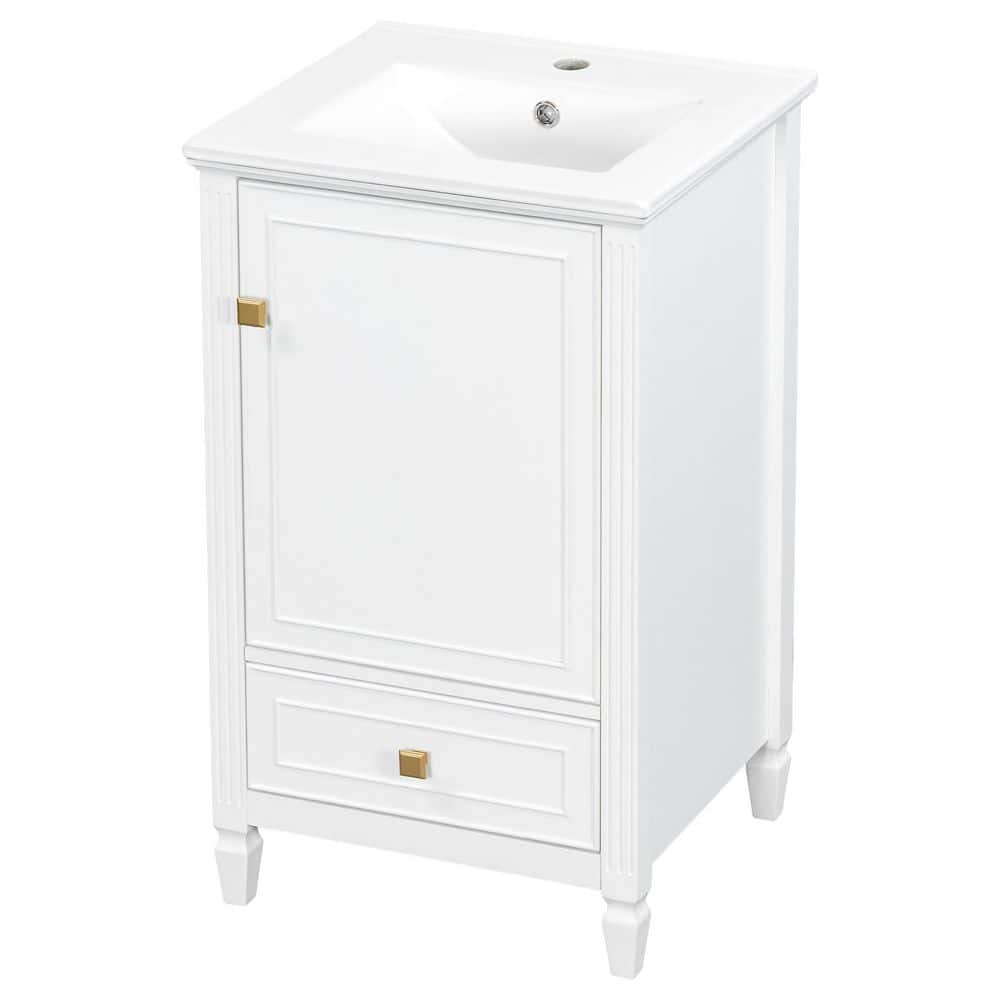 20 in. W x 18.3 in. D x 34.1 in. H White Freestanding Bathroom Vanity with Vessel Bathroom Sink and Storage price history on PriceWatchPro