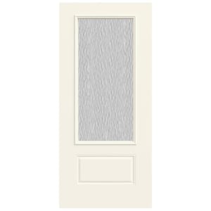 36 in. x 80 in. 1 Panel 3/4 Lite Right-Hand/Inswing Hammered Glass White Steel Front Door Slab