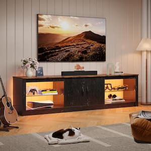 70 in. Golden Black TV Stand Fits TV's Up to 75 in. LED Entertainment Center with Adjustable Shelves and Cabinet