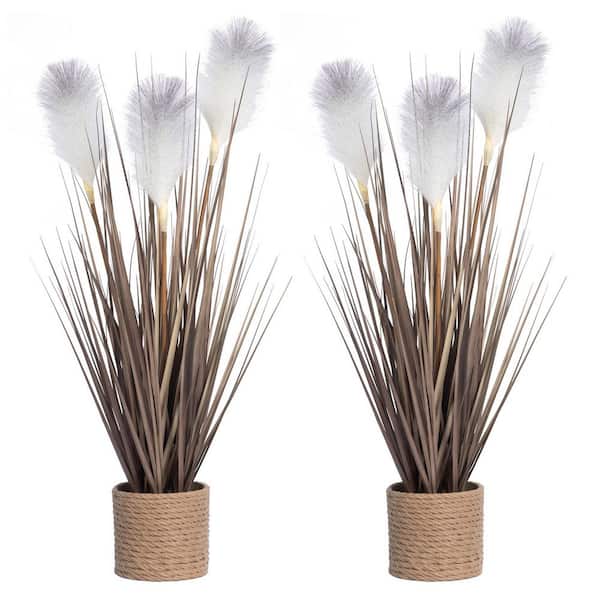 VINTAGE HOME 28 in. Artificial White Reed Grass (2-Pack)