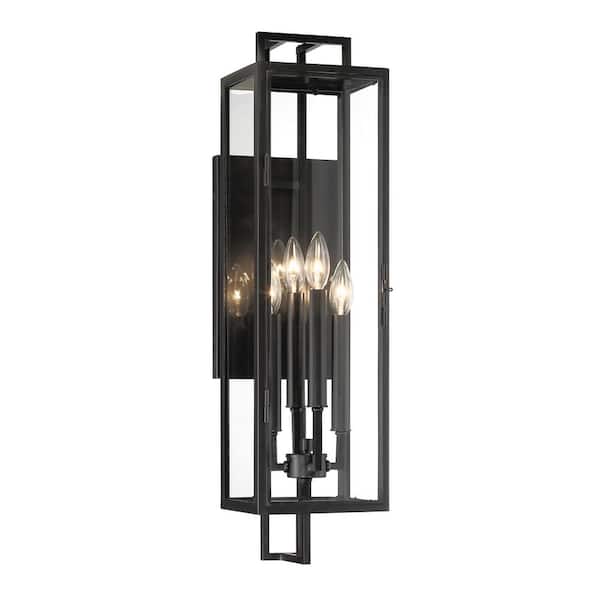 Minka Lavery Knoll Road Black Outdoor Hardwired Wall Mount Sconce with No Bulbs Included