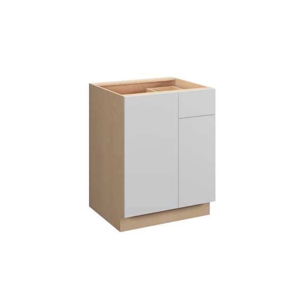 Kunal Kitchens Ithaca Slab 39 in. W x 34.5 in. H x 24 in. D in Super White Plywood Assembled Corner Blind Base-Left