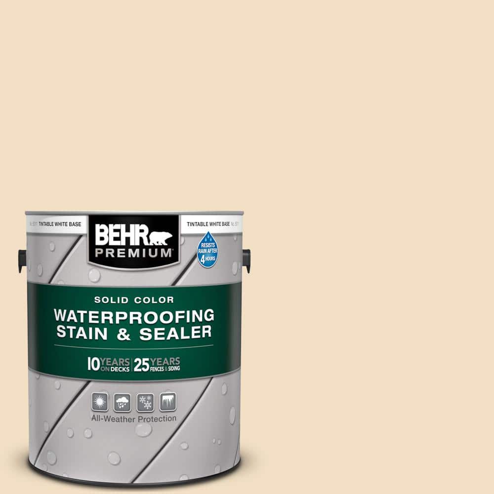 BEHR PREMIUM 1 gal. #22 Navajo White Solid Color Waterproofing Exterior Wood Stain and Sealer -  ZZ274102