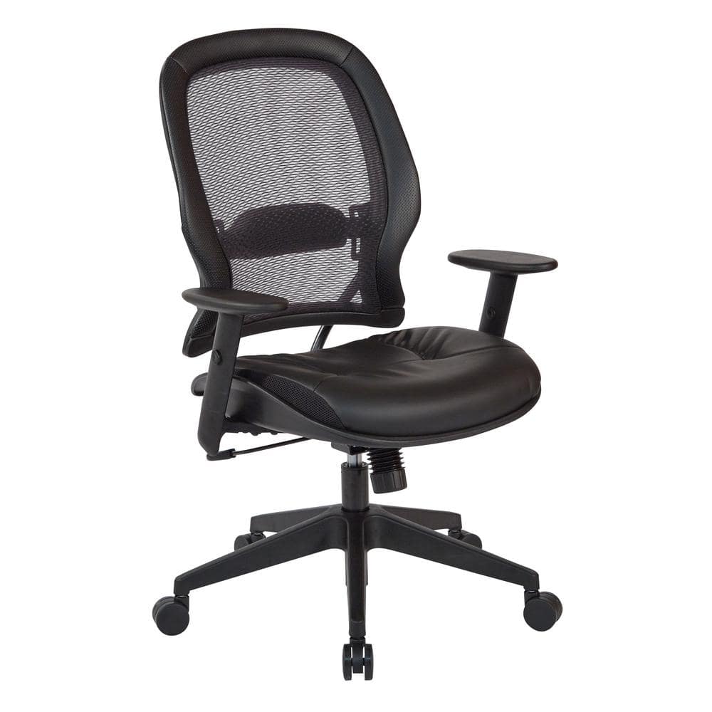Black Mesh and Leather High-Back Executive Swivel Chair