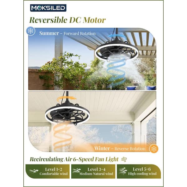 20 in. Smart Outdoor Black Waterproof Caged Ceiling Fan with LED,Remote/APP Control, 6-Speeds, 3-CCT，Downrod Mount