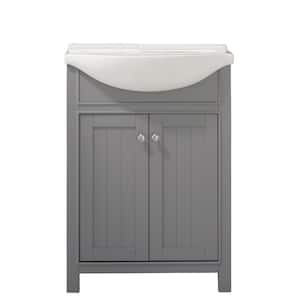 Marian 24 in. W x 17 in. D Bath Vanity in Gray with Porcelain Vanity Top in White with White Basin