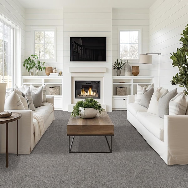 Plush Dreams III - Soft-Gray 12 ft. 68 oz. Triexta Texture Installed Carpet