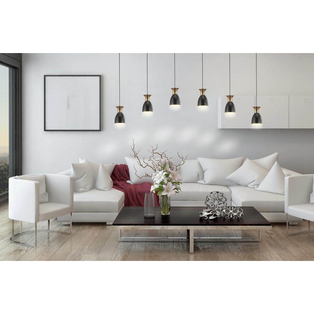 Edison 33.25" Matte Black and Brass Gold 3-Light LED Pendant