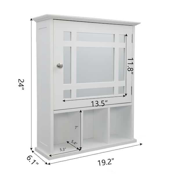 Basicwise 26 in. x 25 in. Surface Mount Medicine Cabinet Storage Organizer,  Mirrored Vanity Chest with Open Shelves QI003745 - The Home Depot