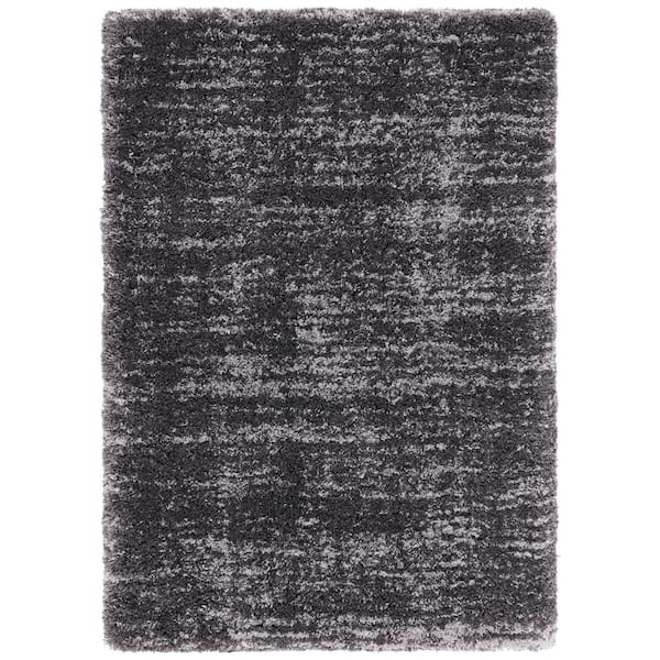 Iceland Shag Dark Grey/Ivory 9 ft. x 12 ft. Solid Color Gradient Area Rug