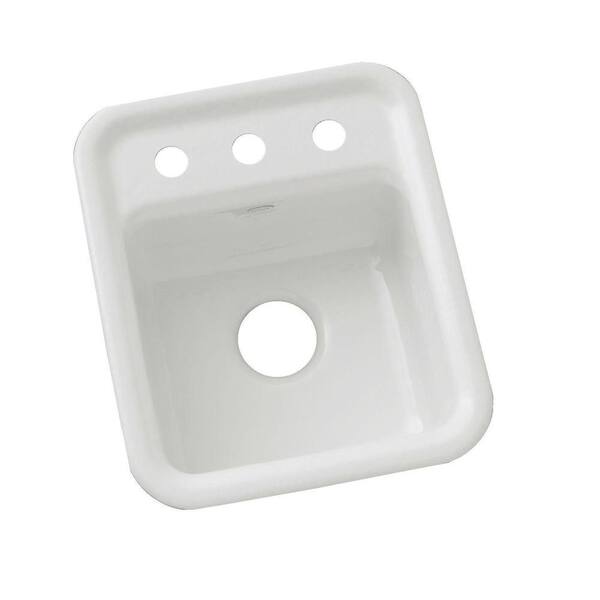 KOHLER Aperitif Self-Rimming Cast Iron 16 in. x 19 in. x 7.625 in. 3 Hole Single Bowl Entertainment Sink in White-DISCONTINUED