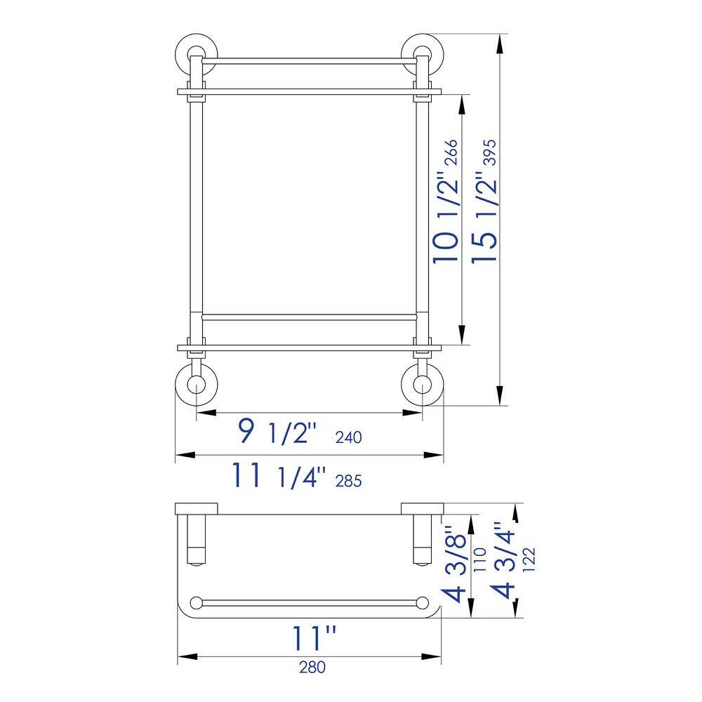 Polished Chrome Double Glass Wall Mounted Shower Shelf
