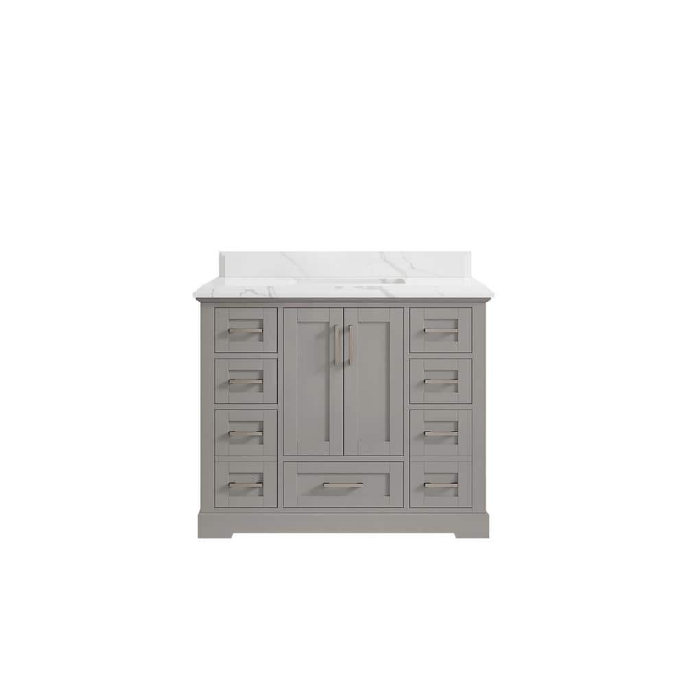 Boston 42 in. W x 22 in. D x 36 in. H Bath Vanity in Elephant Gray with 1.5 in. Calacatta Quartz Top price history on PriceWatchPro