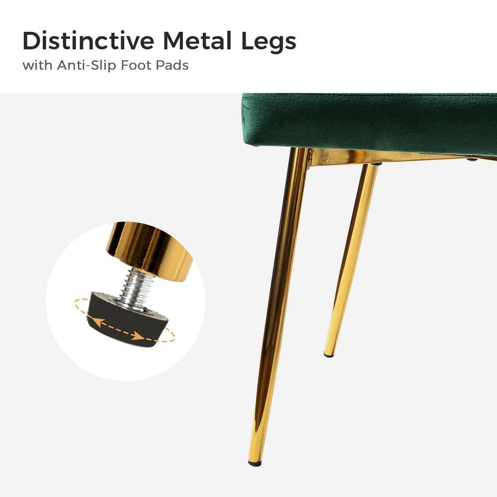 Green Velvet Upholstered Side Chair with Gold Metal Legs