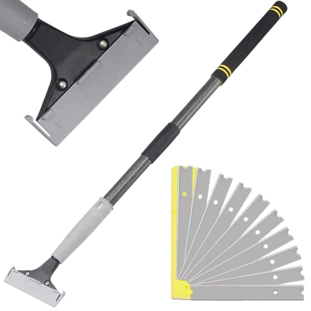 4-Count Heavy Duty Floor Scraper with 10PC Blades, Adjustable 16-31In ...