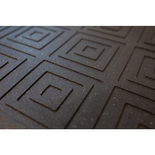 Ecomat Black 17.75 in. x 29.2 in. Recycled Rubber Squares Geometric Design Indoor/Outdoor Door Mat (6-pack)