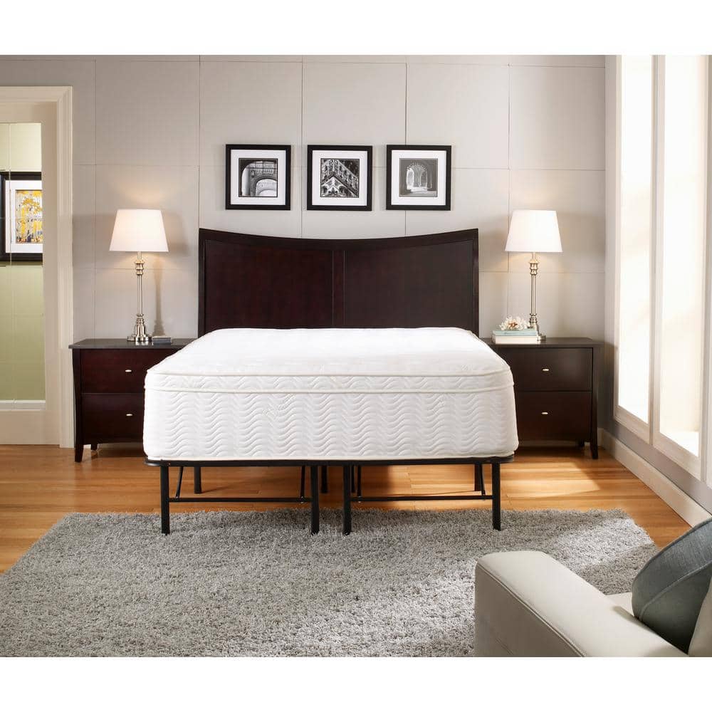 King Black Metal Platform Bed Frame with Storage