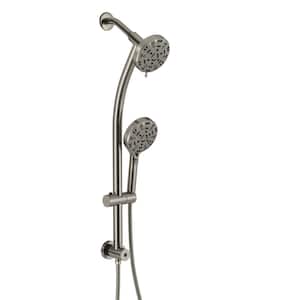 8-Spray Patterns with 1.8 GPM 5 in. Wall Mount Dual Shower Heads with Sliding Bar and Hose in Brushed Nickel
