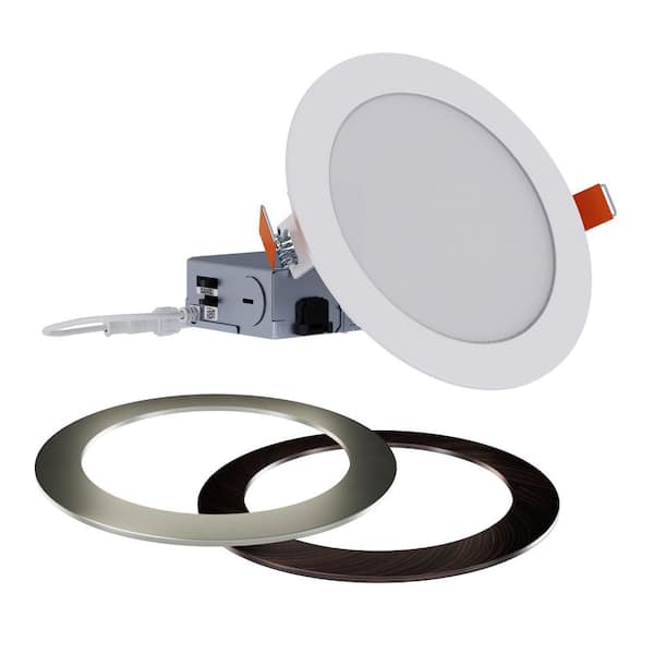 6 in. Selectable for Use in New Construction/Remodel/Retrofit Installation, Integrated LED Canless Downlight w/2 Trims