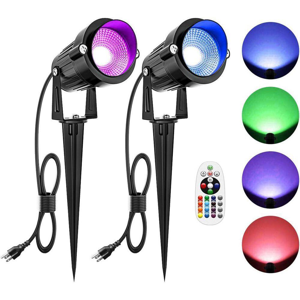 1000 Lumen Black Integrated LED Floodlight Adjustable Outdoor Waterproof Party Light with Plug for Holidays, 2 Pcs price history on PriceWatchPro