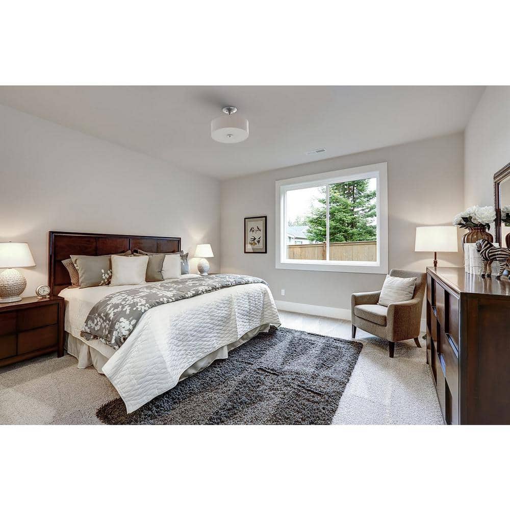 Brushed Nickel LED Semi-Flush Ceiling Light with Glass Shade