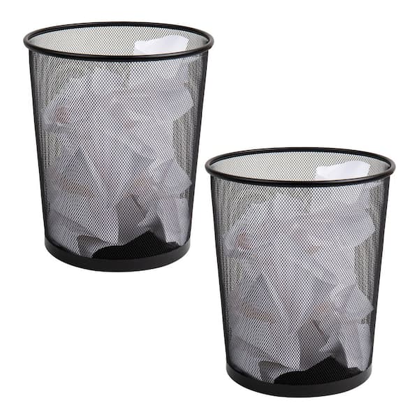 Unbranded Mind Reader Mesh Trash Can, 16. 65L (4.4 gal), Waste Paper Basket, Round, 11.5"L x 11.5"W x 13.75"H, Set of 2, Black
