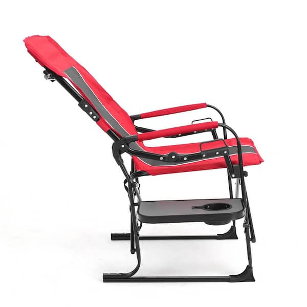VAMOP Red Aluminum Folding Directors Chair with Side Table and