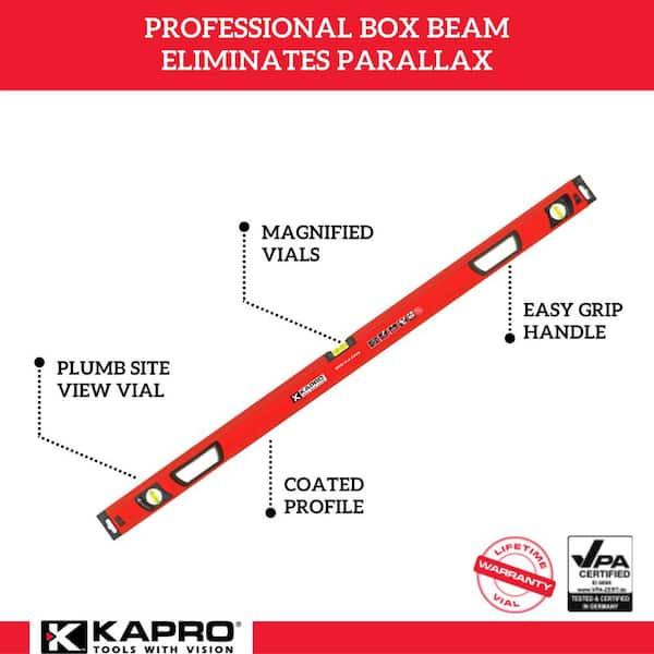 72 in. Vulcan Box Level with Magnified Vials and Plumb Site