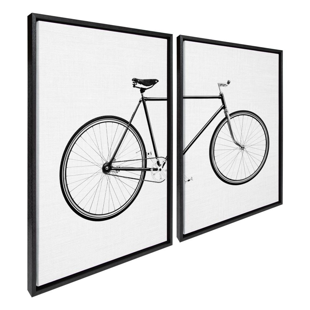 Set of 2 Black Bicycle Canvas Prints with Frames
