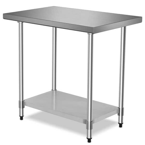 ANGELES HOME 36 in. x 24 in. Stainless Steel Commercial Utility Table Kitchen Prep Table with Bottom Shelf