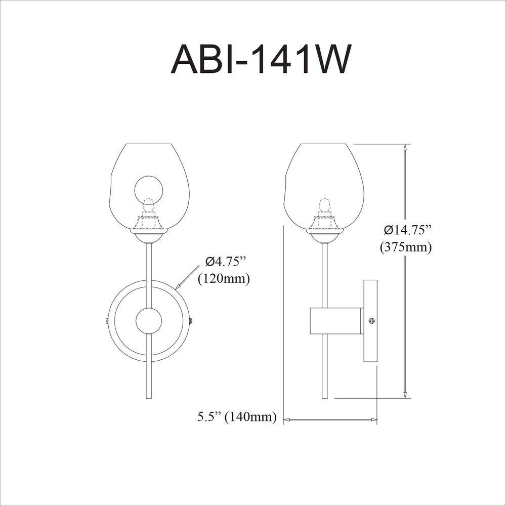 Dainolite - Abii - One Light Wall Sconce-Polished Chrome Finish-Clear Glass
